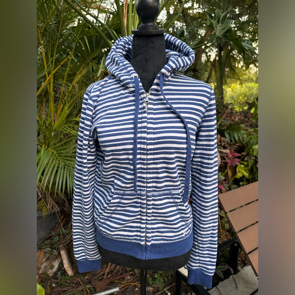 Strip hoodie sweater zippered